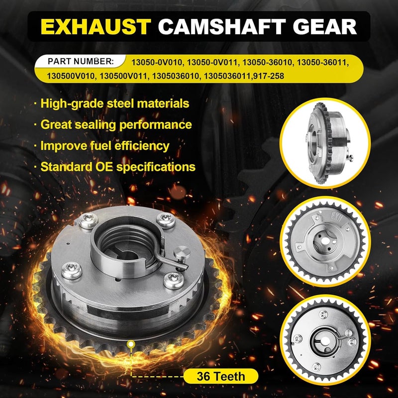 YEHERIT Intake & Exhaust Timing Camshaft Sprocket VVT Gear Compatible with 2009-2012 Toyota RAV4 Camry 2.5L, Highlander Sienna Venza 2.7L Replace# 917-258, 917-259, 13050-0V011, 13050-36010, 13070-0V011 - Image 3